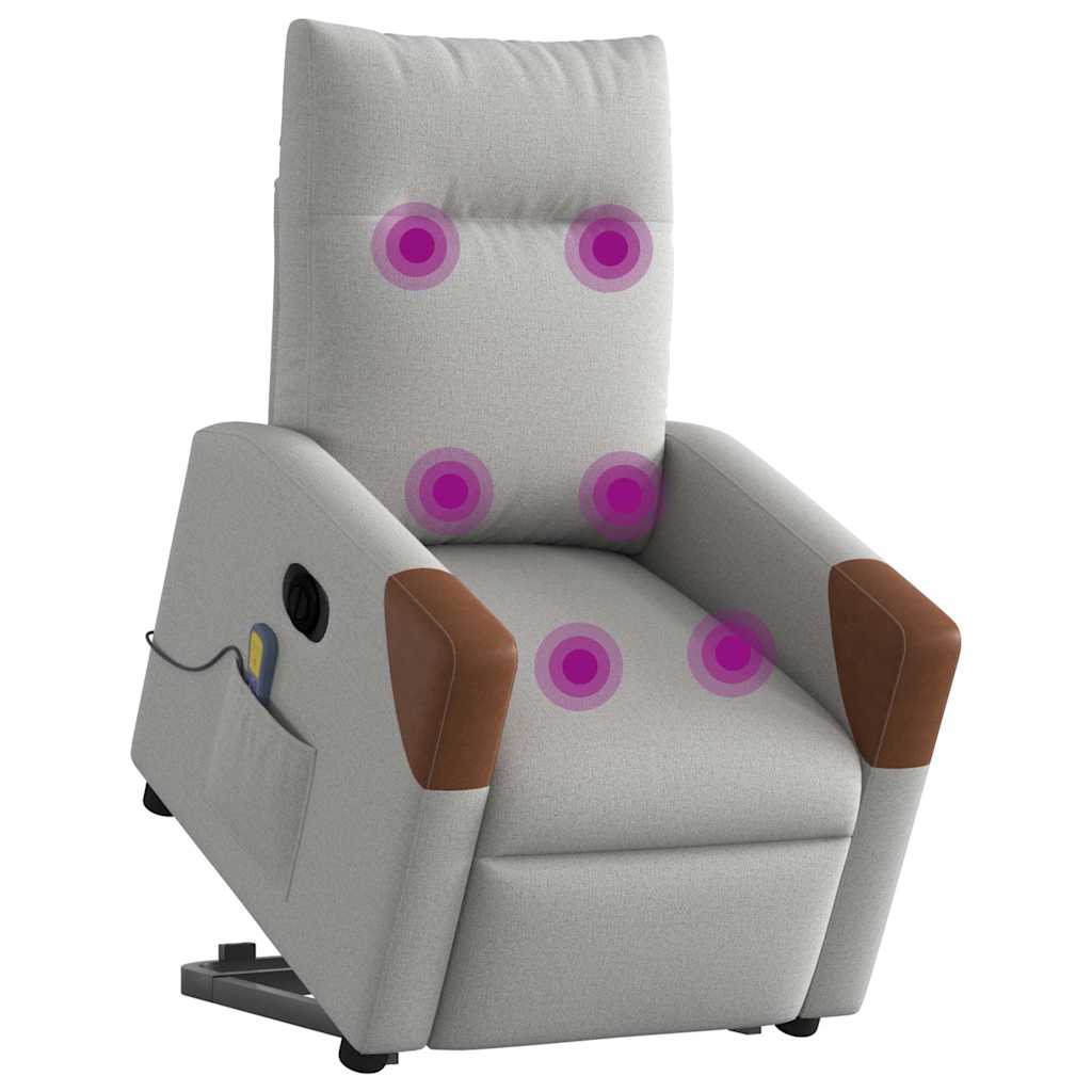 Elektrisk massagefåtölj med uppresningshjälp molngrå tyg