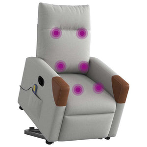 Elektrisk massagefåtölj med uppresningshjälp molngrå tyg