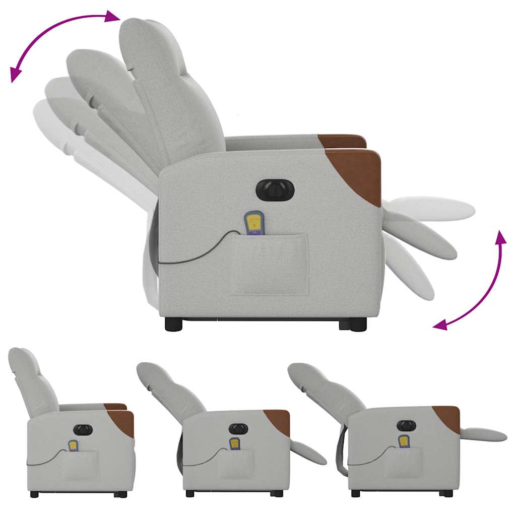 Elektrisk massagefåtölj med uppresningshjälp molngrå tyg