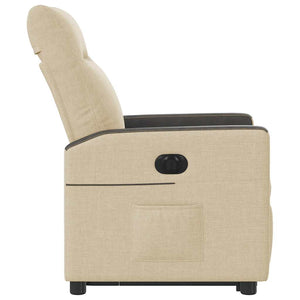 Elektrisk reclinerfåtölj med uppresningshjälp gräddvit tyg