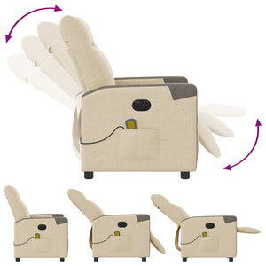 Elektrisk massagefåtölj gräddvit tyg