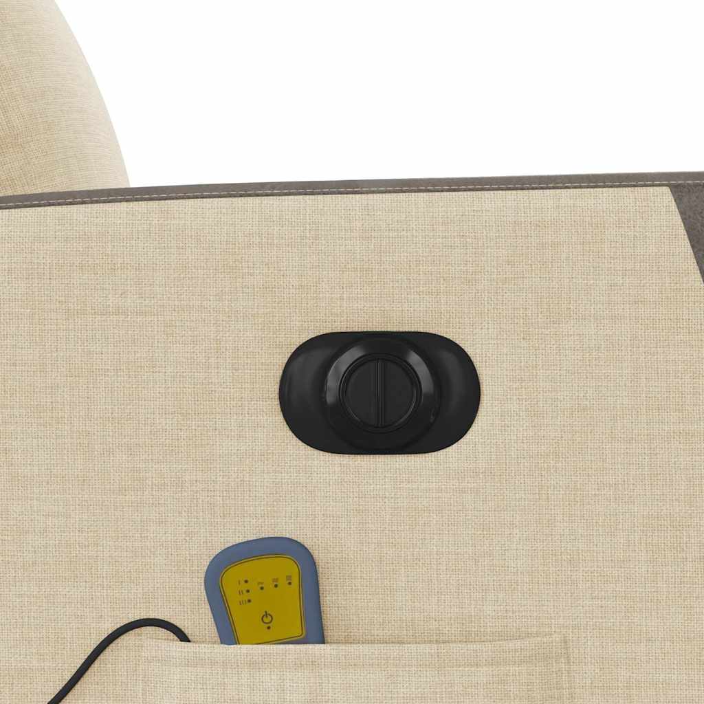 Elektrisk massagefåtölj gräddvit tyg