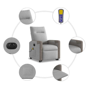 Elektrisk massagefåtölj med uppresningshjälp molngrå tyg