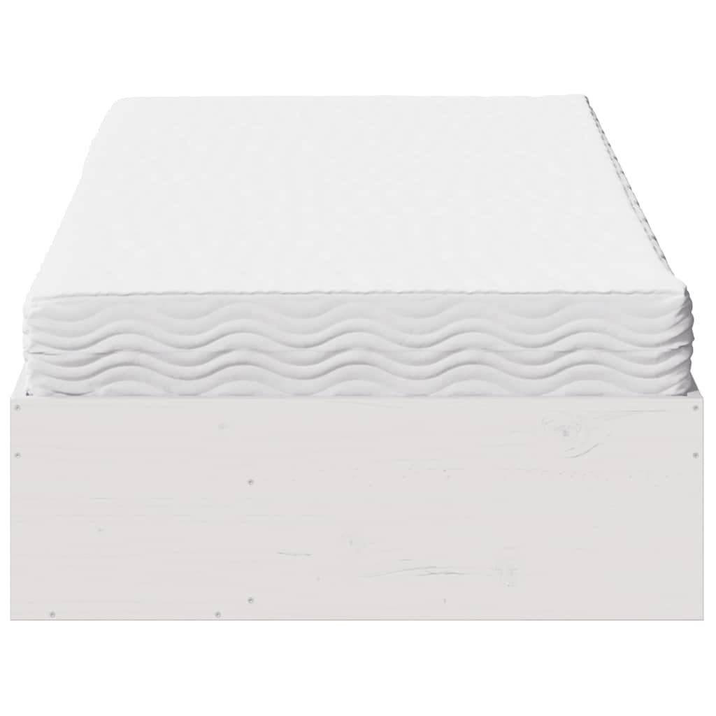 Dagbädd med madrass vit 90x200 cm massiv furu