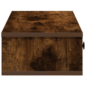 Vägghylla med lådor rökfärgad ek 60x28x15 cm konstruerat trä