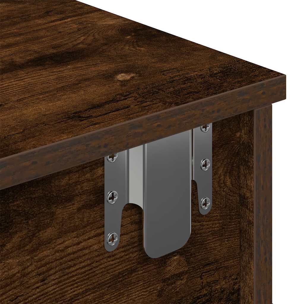 Vägghylla med lådor rökfärgad ek 60x28x15 cm konstruerat trä