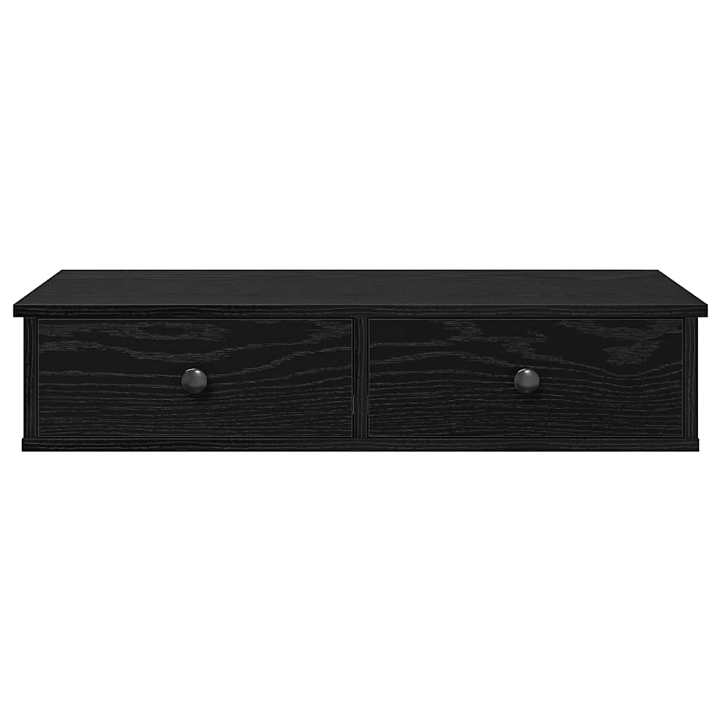 Vägghylla med lådor svart 80x31x17 cm konstruerat trä