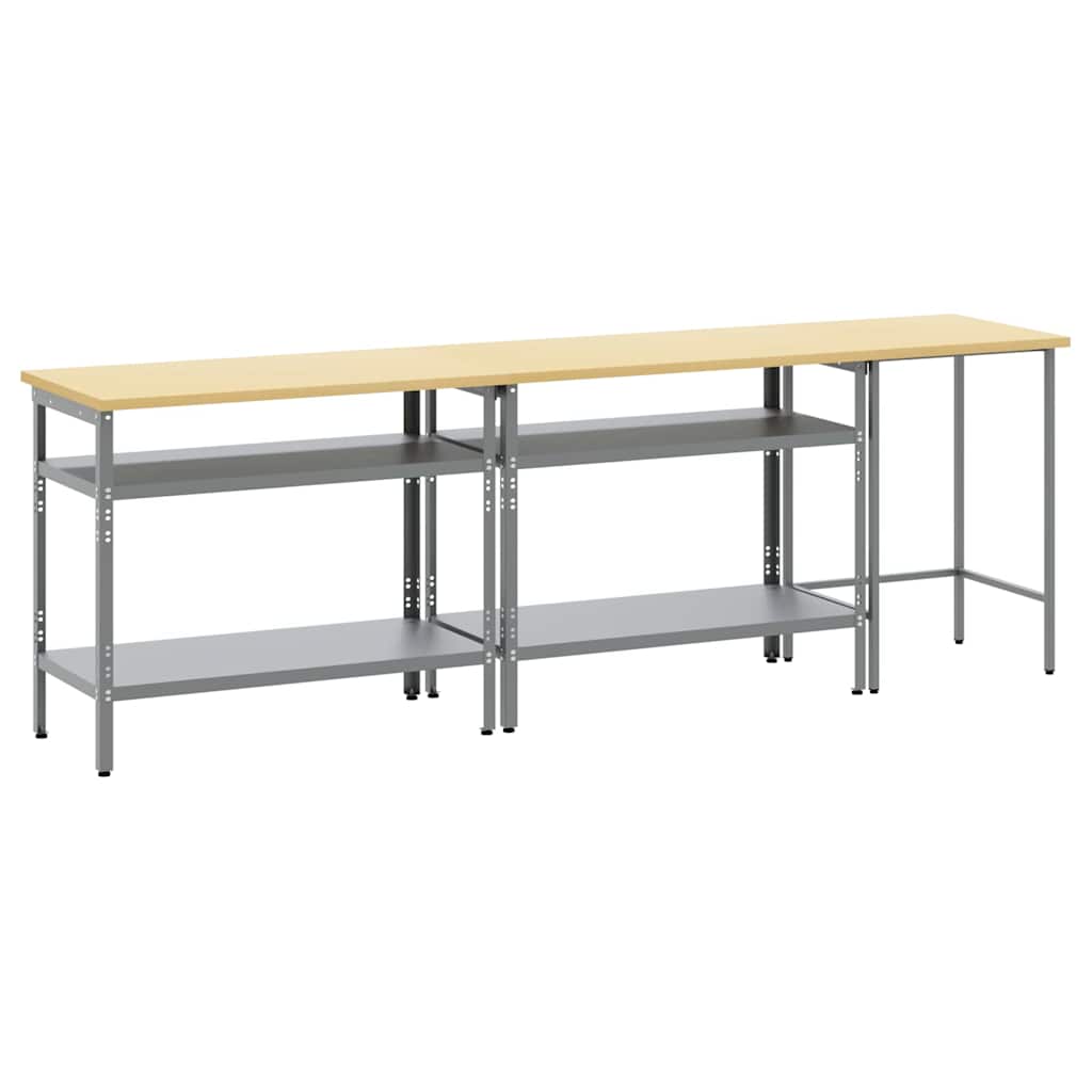 Arbetsbänkset 3 st Beige och Grå Pulverlackerat stål