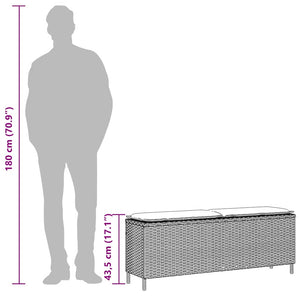 Trädgårdsbänk med dyna svart 110x30x40,5 cm konstrotting