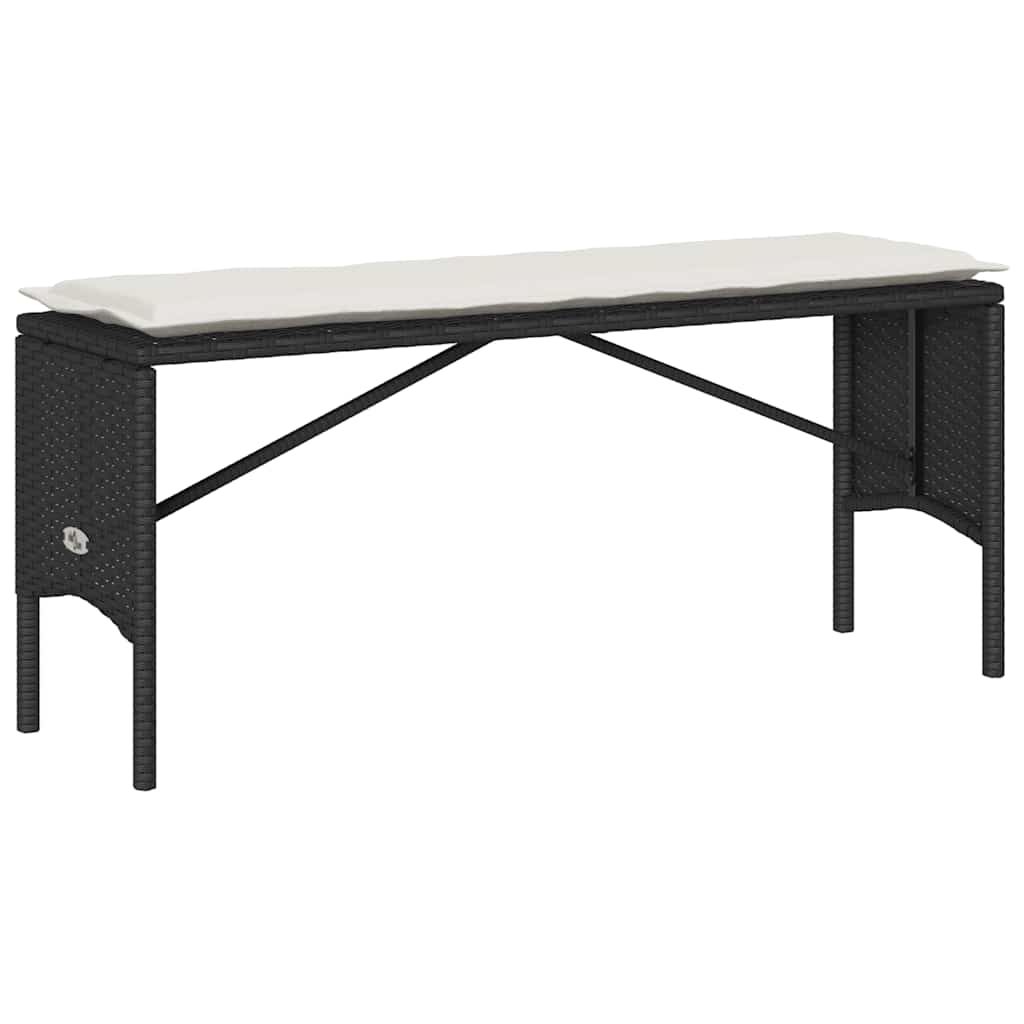 Matgrupp för trädgården med dynor 3 delar svart konstrotting