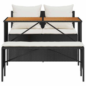 Matgrupp för trädgården med dynor 3 delar svart konstrotting