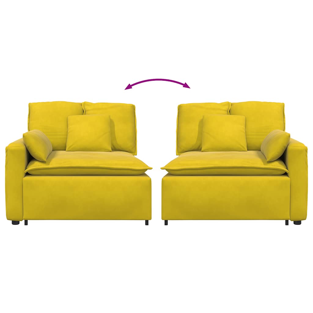 Modulär soffa armstödsändmodul med kuddar gul 100 cm
