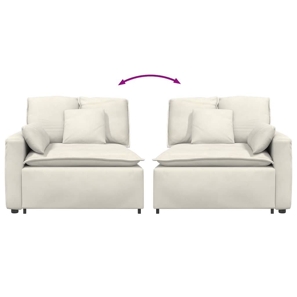 Modulär soffa armstödsändmodul med kuddar gräddvit 100 cm