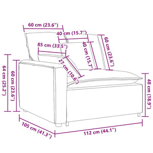 Modulär soffa armstödsändmodul med kuddar gräddvit 100 cm