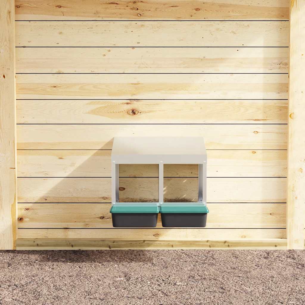 Hönsholk med 2 fack Väggmonterad galvaniserad stål