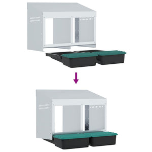 Hönsholk med 2 fack Väggmonterad galvaniserad stål