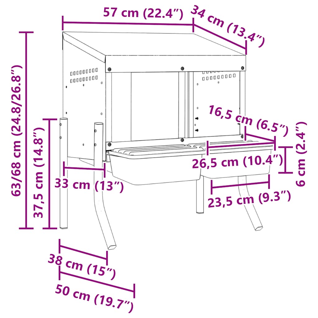 Hönsholk 2 fack med ben galvaniserat stål