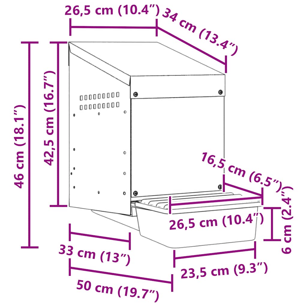 Hönsholk med 1 fack Väggmonterad galvaniserad stål
