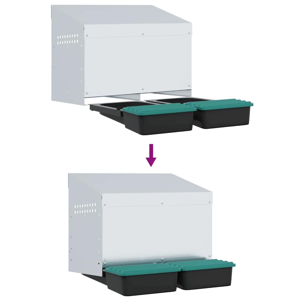 Hönsholk med 2 fack Väggmonterad galvaniserad stål