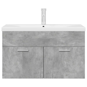 Handfatsskåp med inbyggd tvättställ och kran betonggrå