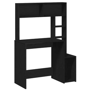 Skrivbord med hyllor svart 100x45x140 cm konstruerat trä