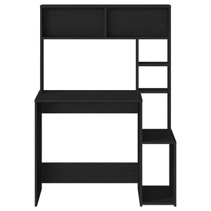 Skrivbord med hyllor svart 100x45x140 cm konstruerat trä