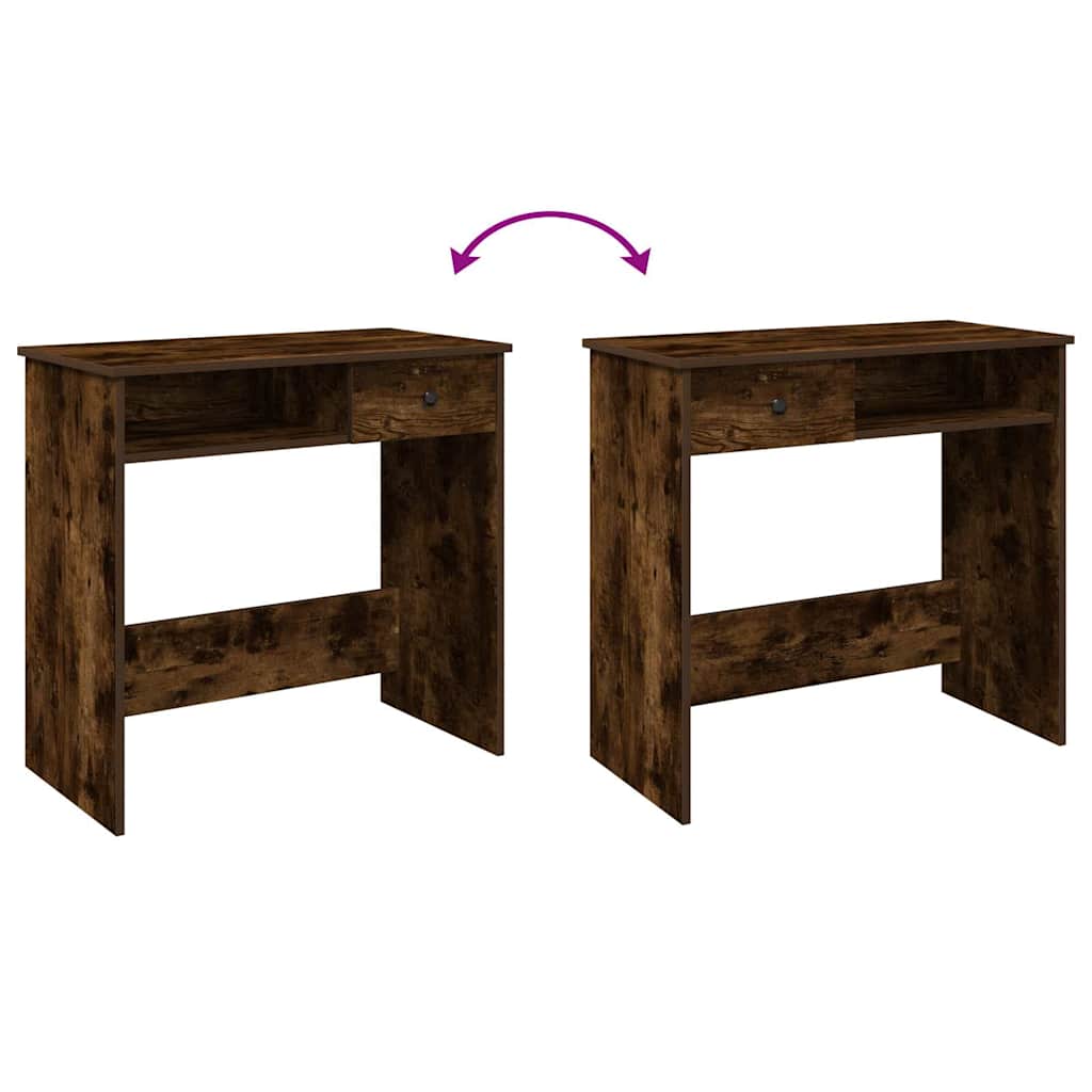 Skrivbord rökfärgad ek 80x40x75 cm konstruerat trä