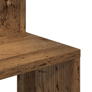 Vägghylla hörn åldrat trä 32x32x127,5 cm konstruerat trä