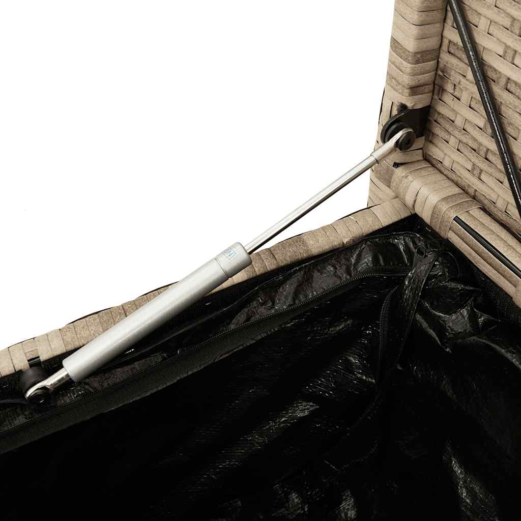 Förvaringsbänk för trädgård med dyna beige konstrotting