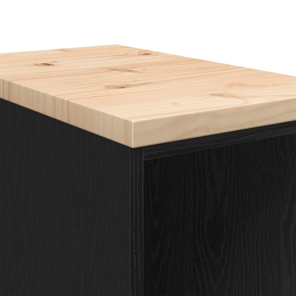 Garageskåp svart 30x51x85 cm massiv trä furu