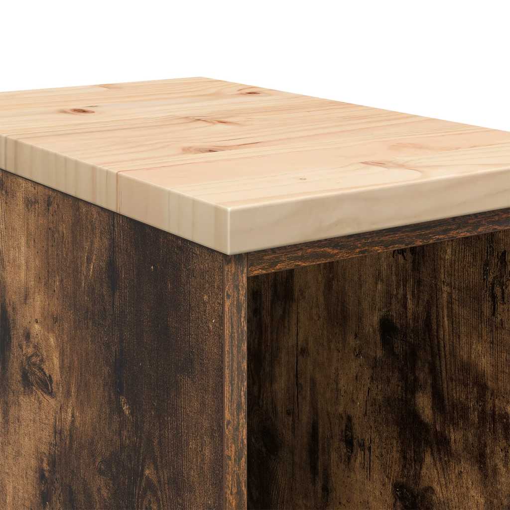 Förvaringsskåp för garage rökt ek 30x51x85 cm massivt trä furu