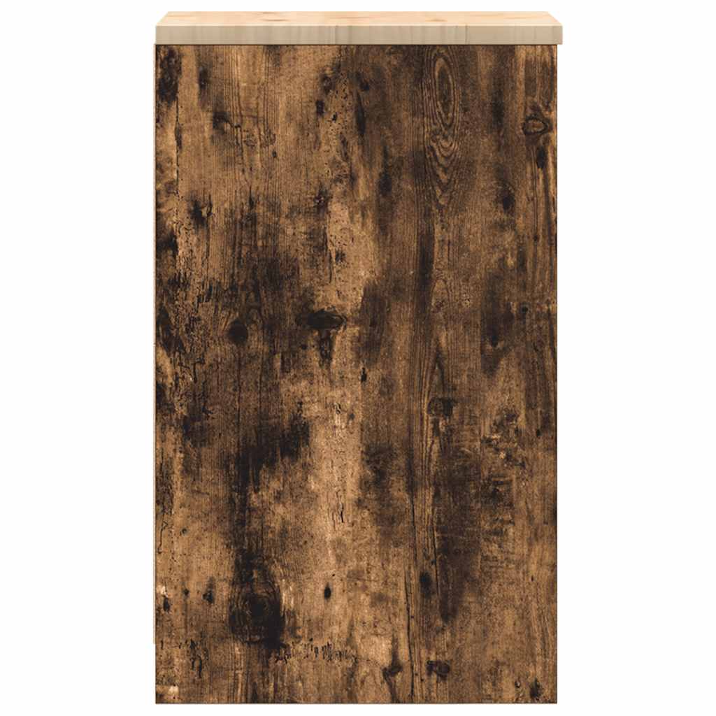 Förvaringsskåp för garage rökt ek 30x51x85 cm massivt trä furu