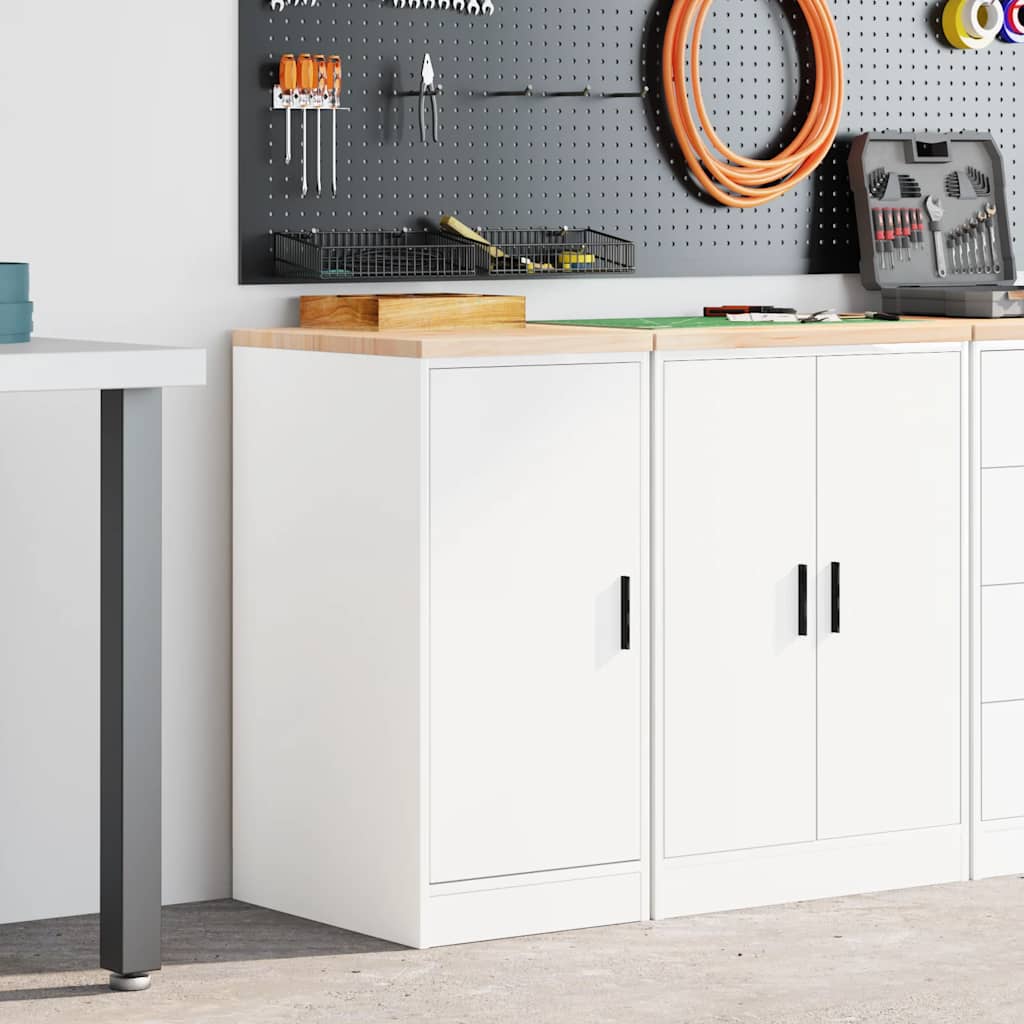 Förvaringsskåp för garage vit 40x51x85 cm massivt trä furu