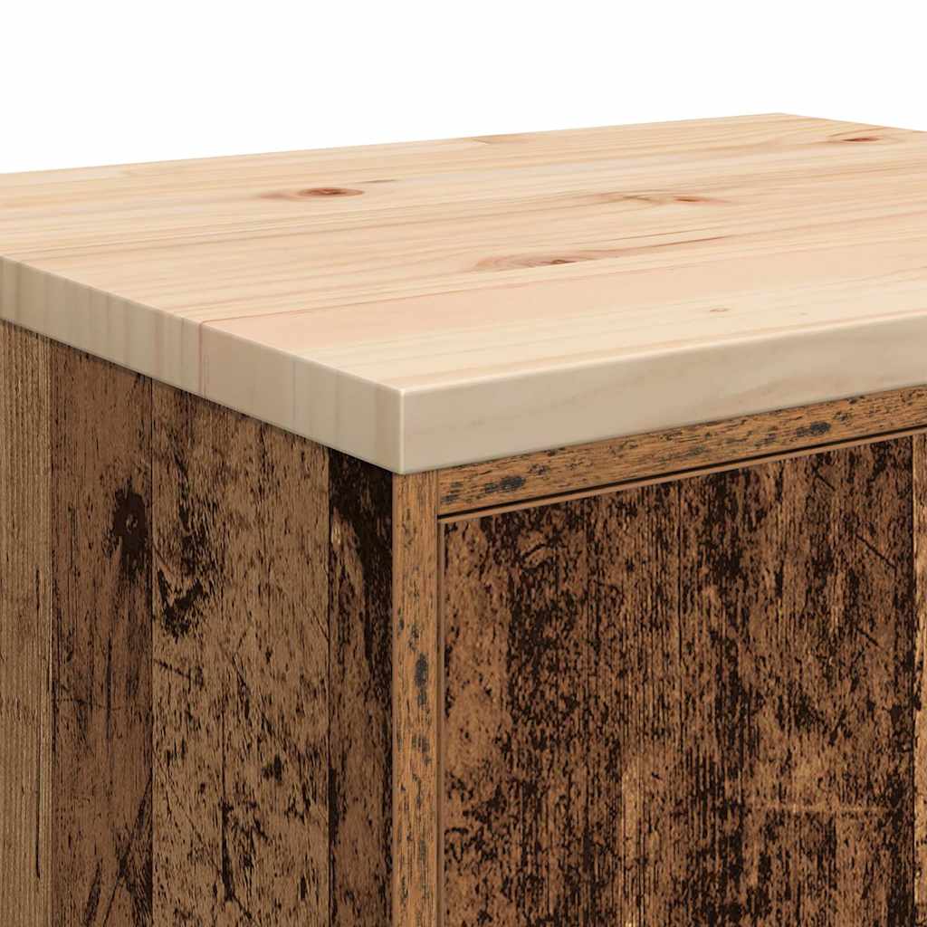 Garageskåp gammalt trä 60x51x85 cm massivt trä furu