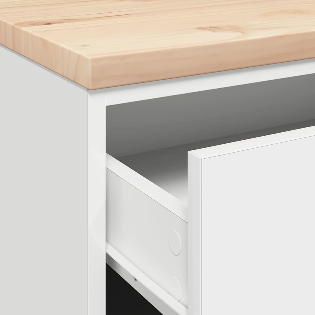 Förvaringsskåp för garage vit 60x51x85 cm massivt trä furu