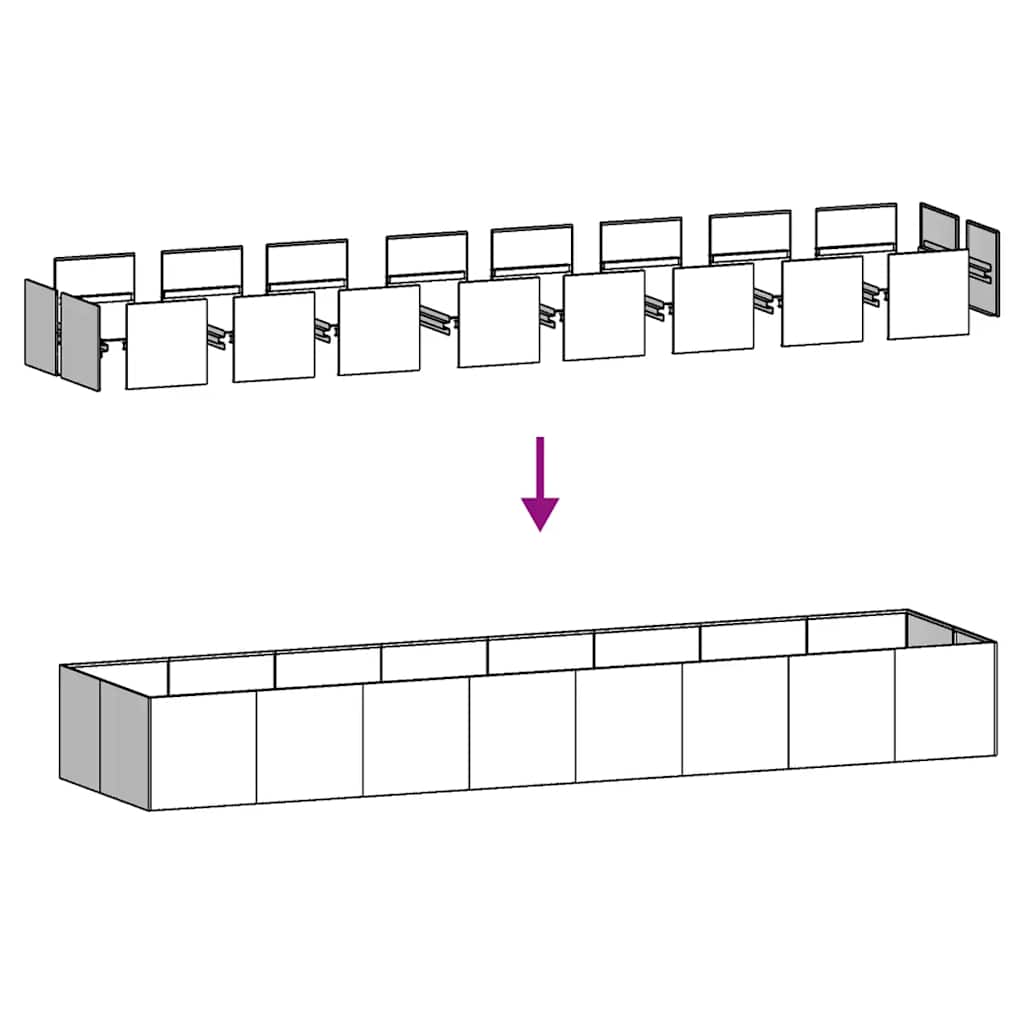 Odlingslåda svart 360x80x40 cm stål