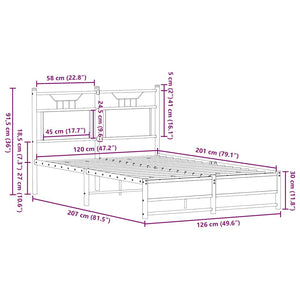 Sängram utan madrass rökfärgad ek 120x200 cm konstruerad trä