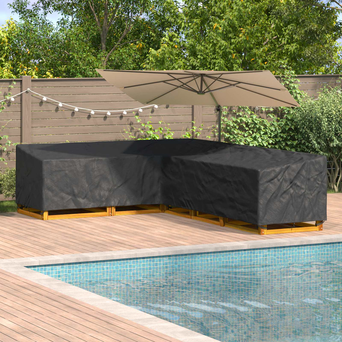 Möbelöverdrag 355 x 275 x 80 cm 210D Oxford Tyg L-form Svart