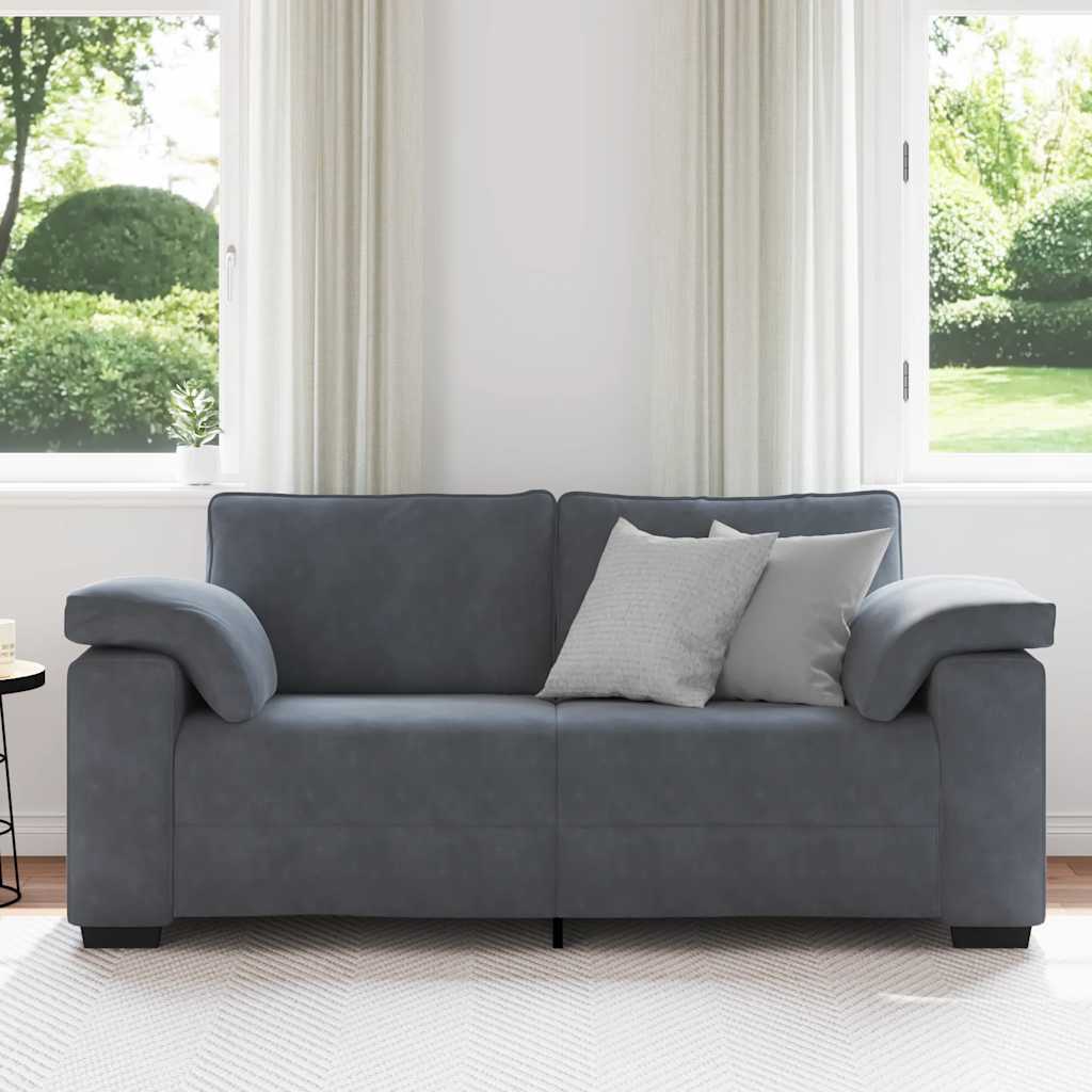 Loveseat soffa mörkgrå 140 cm sammet