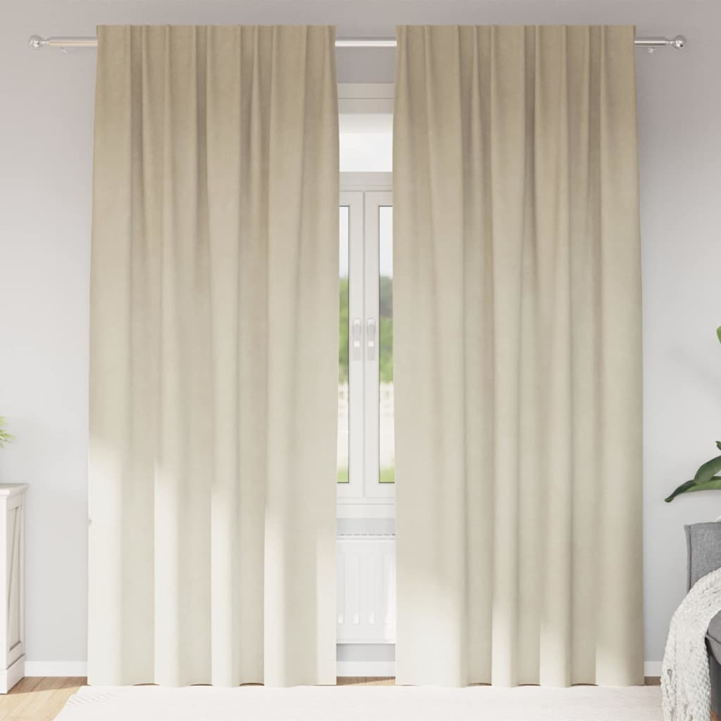 Mörkläggningsgardiner 2 pcs Kräm 140 x 245 cm Sammet