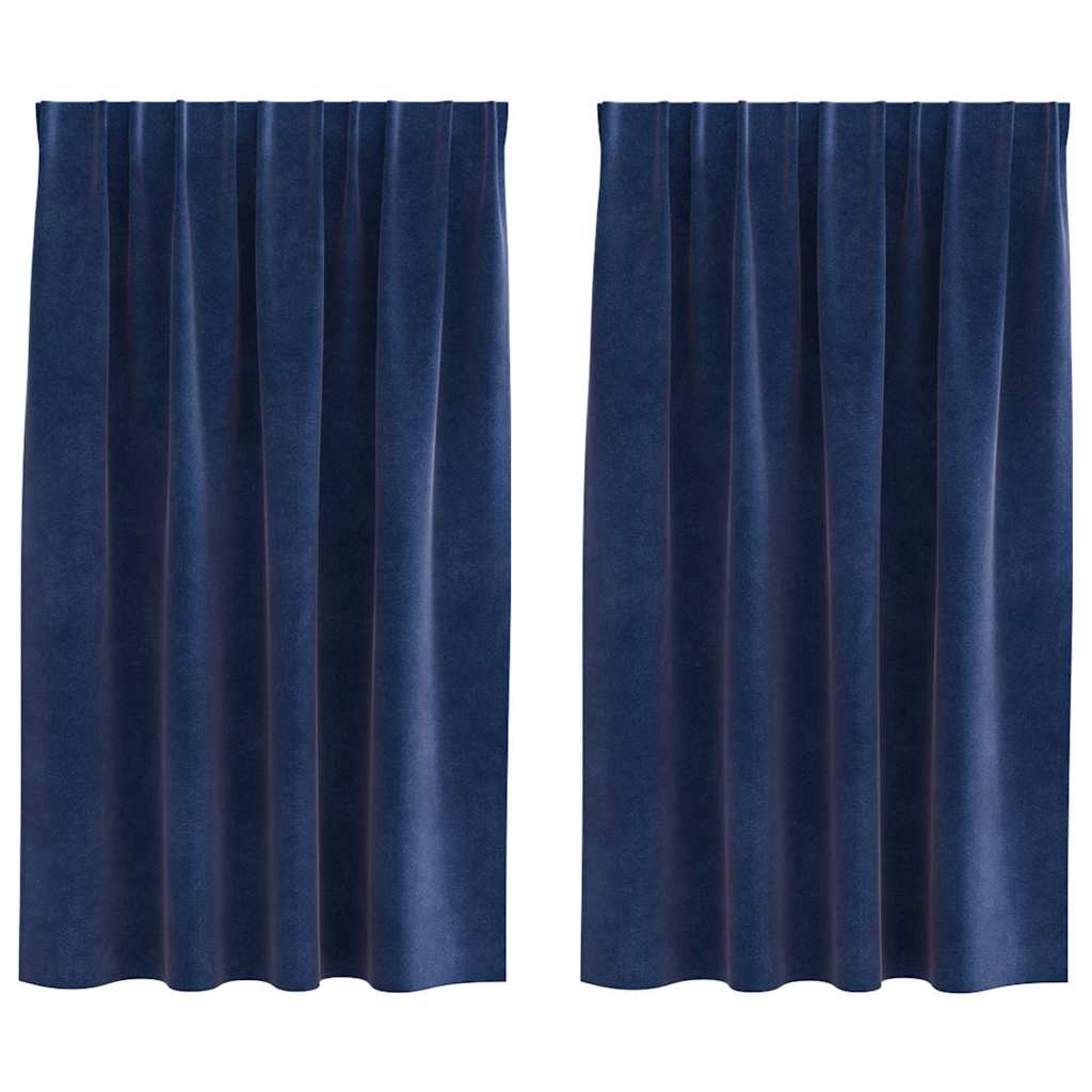 Gardiner 2 st Mörkblå 140 x 140 cm Sammet