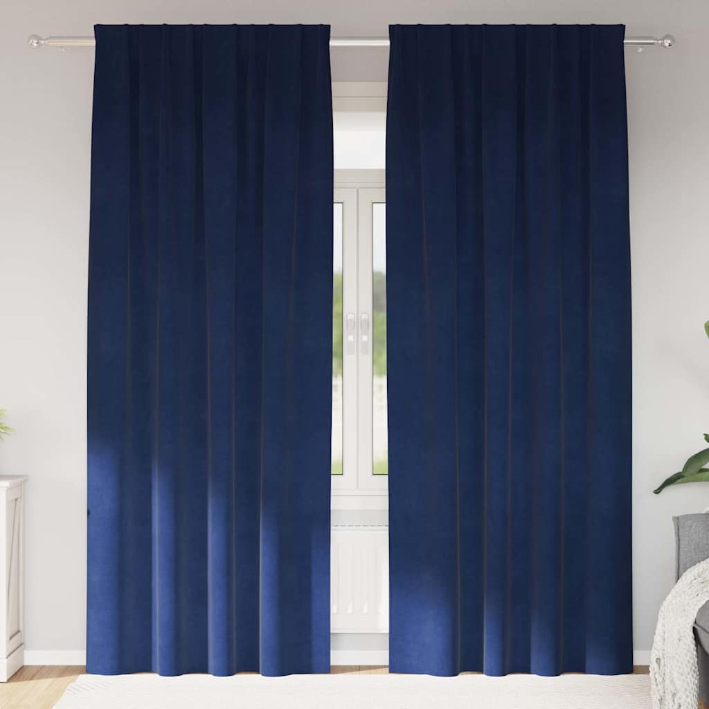 Gardiner 2 st Mörkblå 140 x 245 cm Sammet