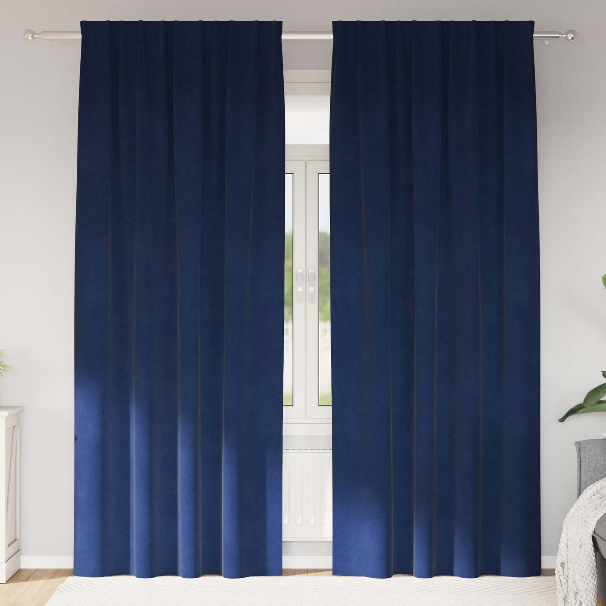 Gardiner 2 st Mörkblå 140 x 260 cm Sammet