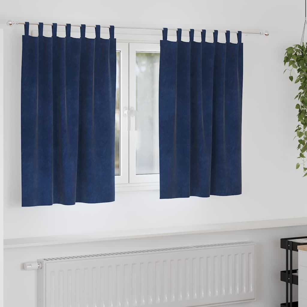 Gardiner 2 st Mörkblå 140 x 140 cm Sammet