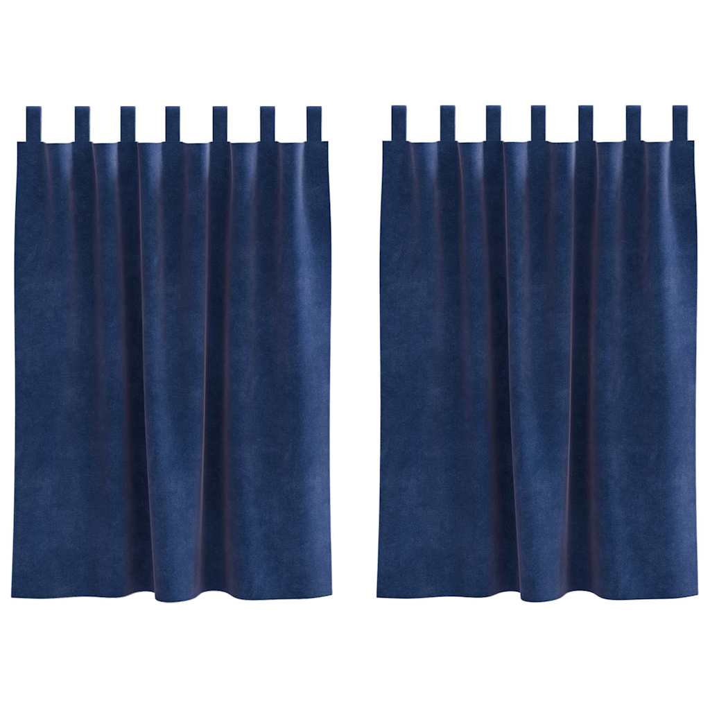 Gardiner 2 st Mörkblå 140 x 140 cm Sammet