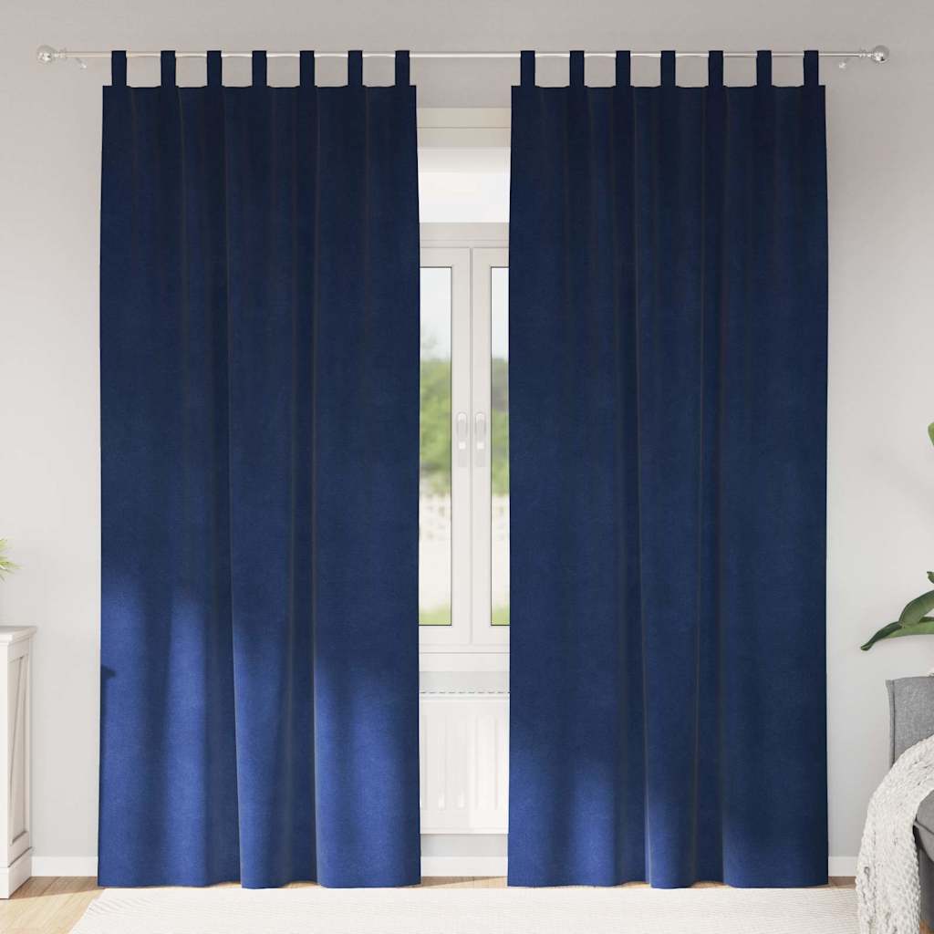 Gardiner 2 st Mörkblå 140 x 260 cm Sammet