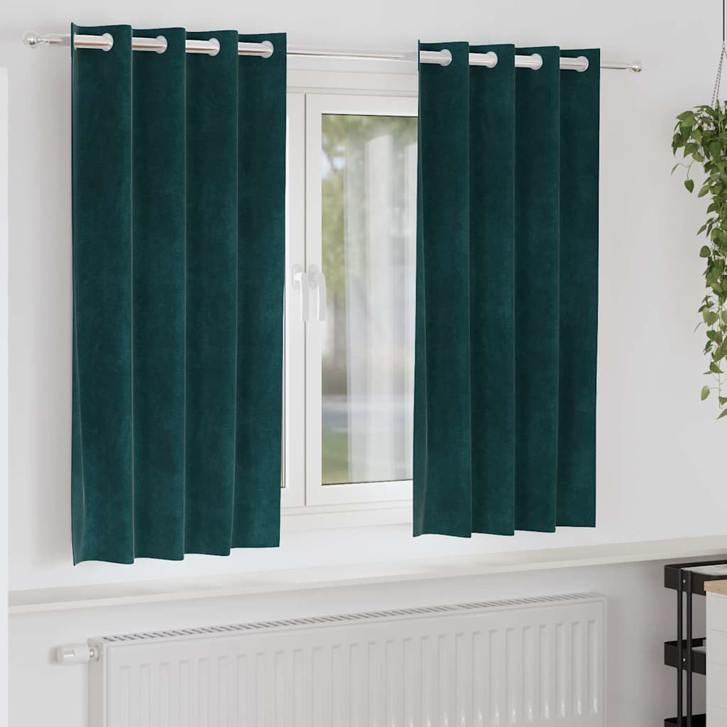 Gardiner 2 st Mörkgrön 140 x 175 cm Sammet