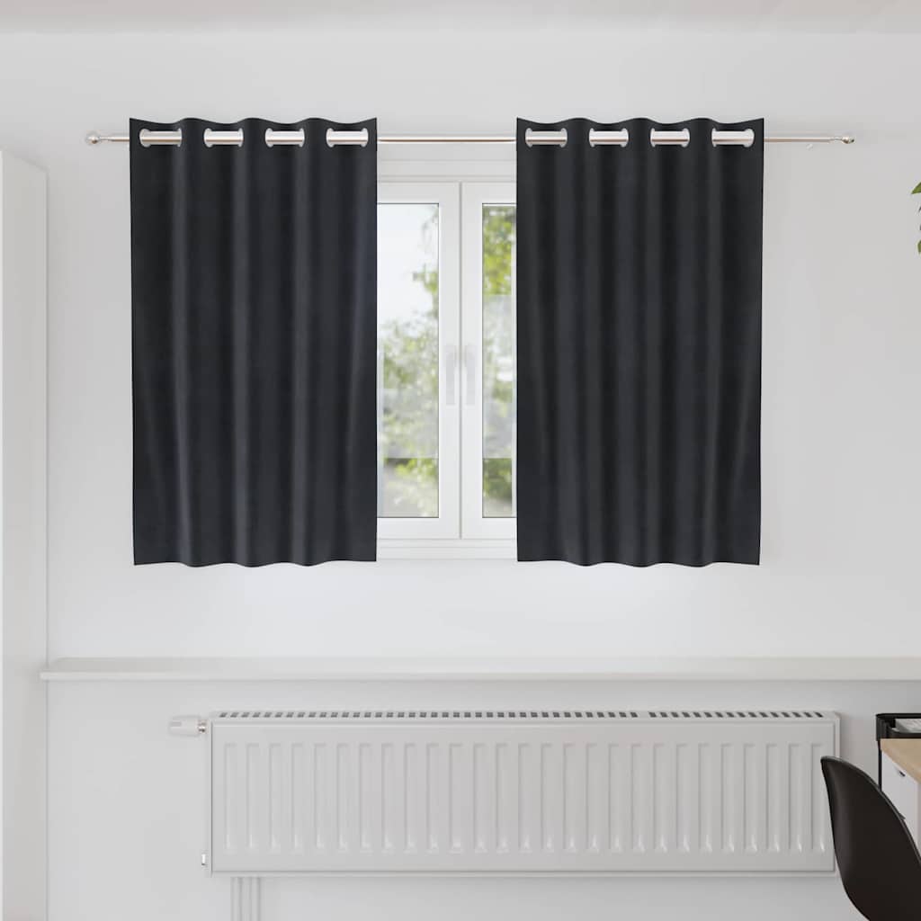 Gardiner 2 st Mörkgrå 140 x 140 cm Sammet
