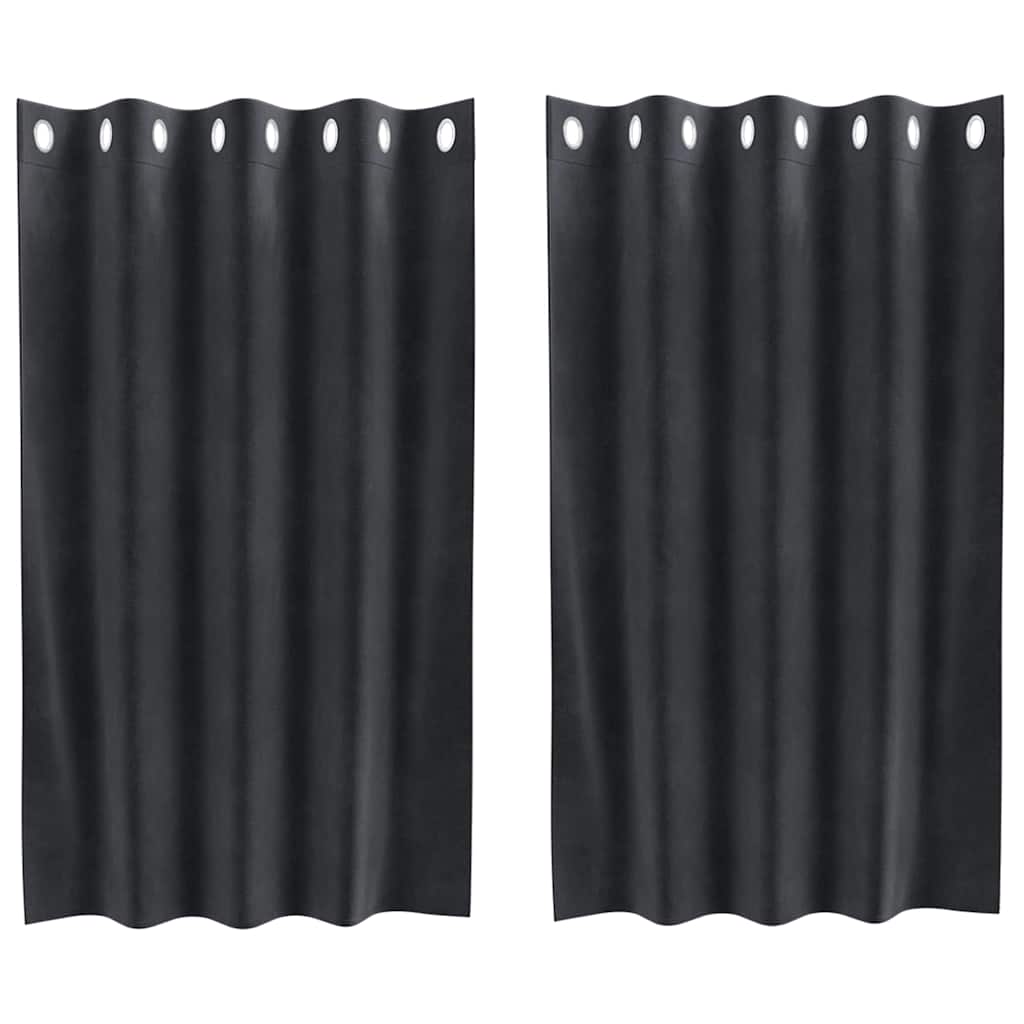 Gardiner 2 st Mörkgrå 140 x 140 cm Sammet