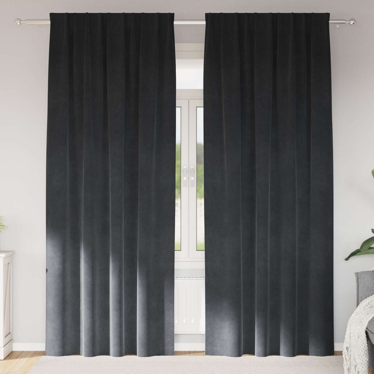 Gardiner 2 st Ljusgrå 140 x 260 cm Sammet